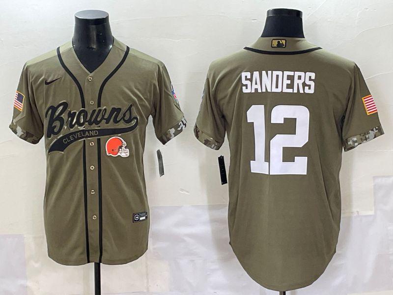 Men 2025 Cleveland Browns #12 Sanders Green Joint Name Nike Limited NFL Jersey style 1->cleveland browns->NFL Jersey